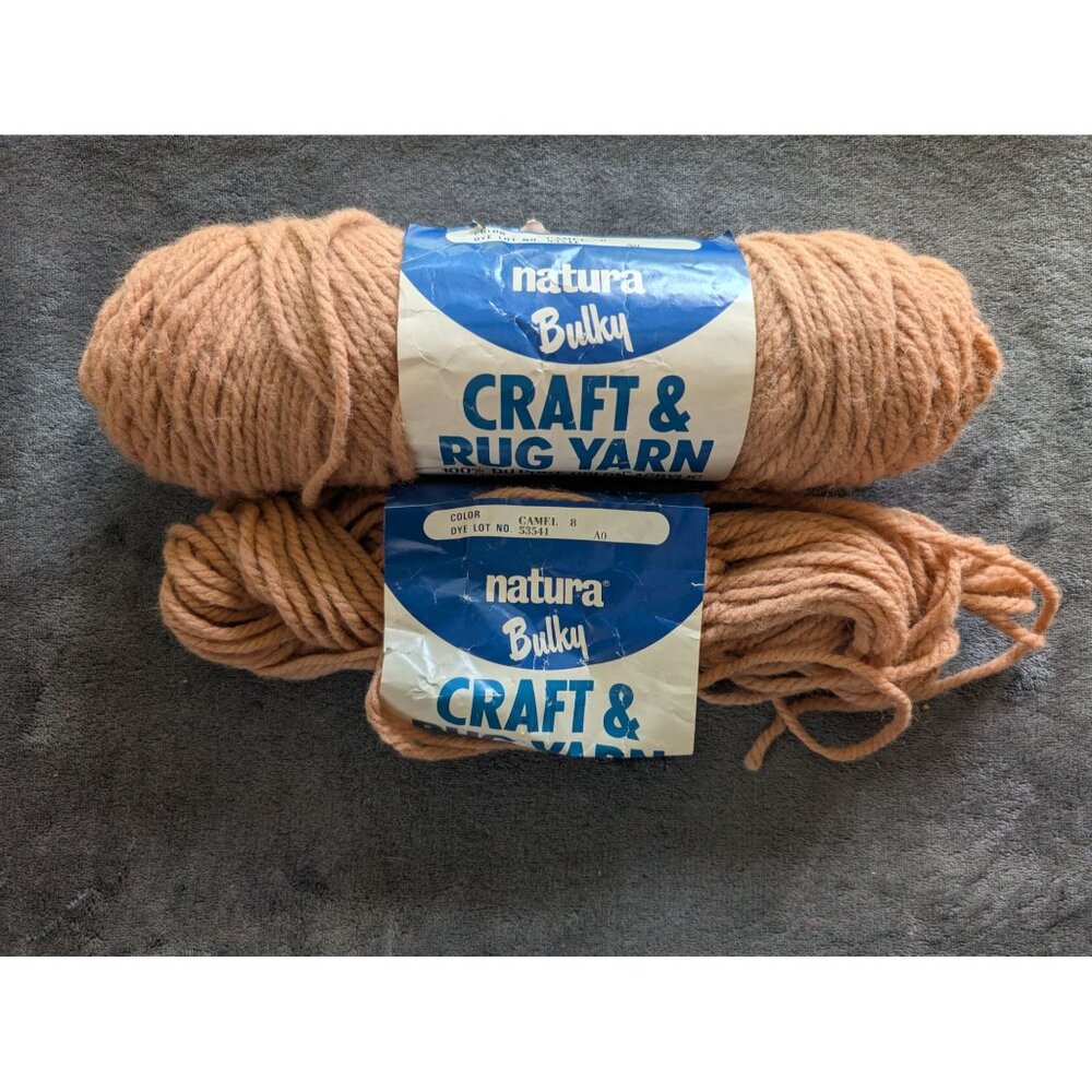 Natura Bulky Craft and Rug Acrylic Yarn Lot of 1.25 Skeins - Camel 8‎
